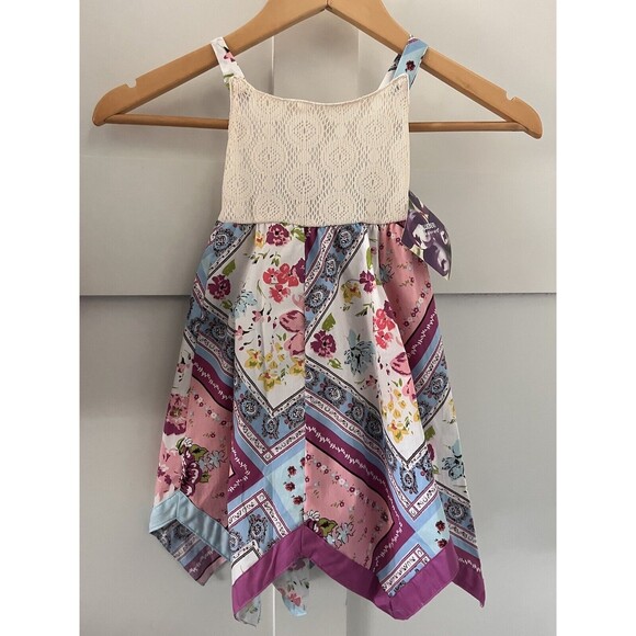 NWT New Blueberi Boulevard Girls Toddler Dress Hankerchief Hem Garden Floral 2T - Picture 1 of 6